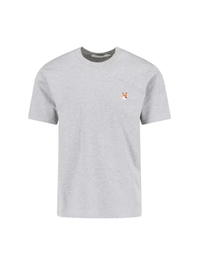 Shop Maison Kitsuné Logo T-shirt In Gray