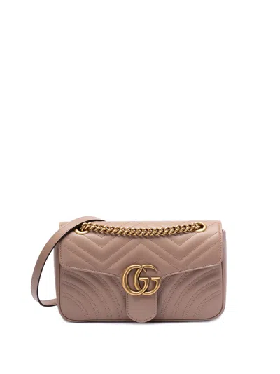 Shop Gucci `gg Marmont` Small Shoulder Bag In Beige