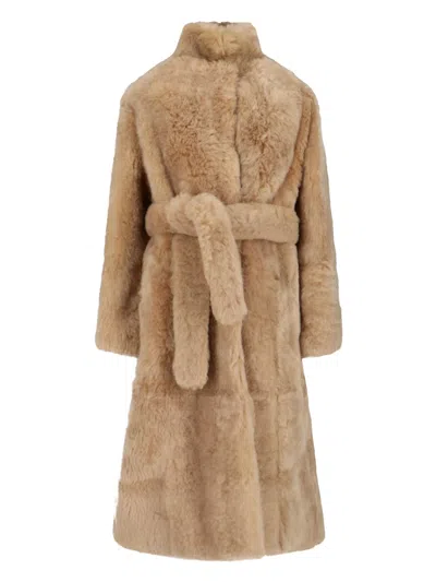 Shop Loro Piana Fur Coat In Beige