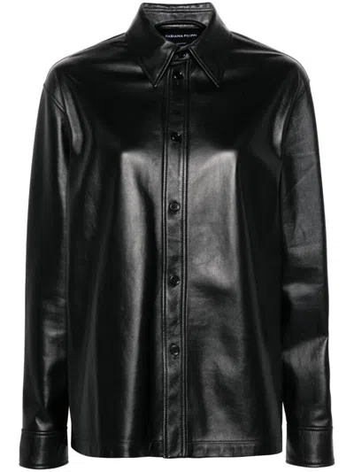Shop Fabiana Filippi Leather Jacket In Black  