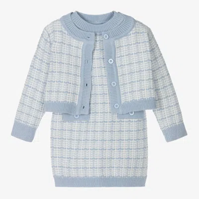 Shop Beau Kid Girls Blue Knitted Cardigan & Dress Set