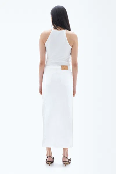 Shop Filippa K Long Slit Denim Skirt In White