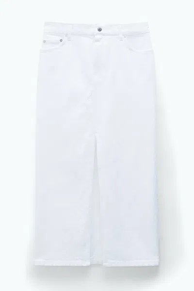 Shop Filippa K Long Slit Denim Skirt In White