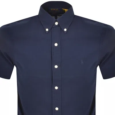 Shop Ralph Lauren Textured Short Sleeve Shirt Navy