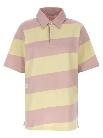 Shop Burberry Logo Striped Polo Shirt In Multicolor