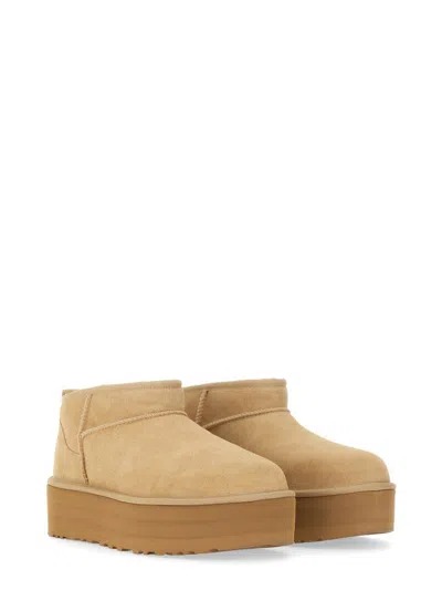 Shop Ugg Classic Ultra Mini Boot With Platform In Beige
