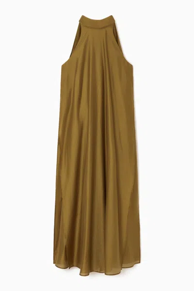 Shop Cos Halterneck A-line Maxi Dress In Yellow