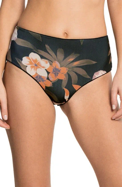 Shop Maaji Black Sapphire Venus Reversible Mid Rise Bikini Bottoms