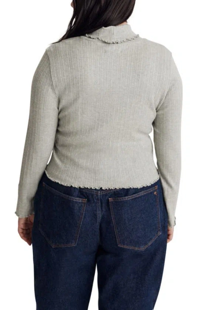 Madewell Ribbed Long Sleeve Turtleneck Crop Top In Frosted Sage