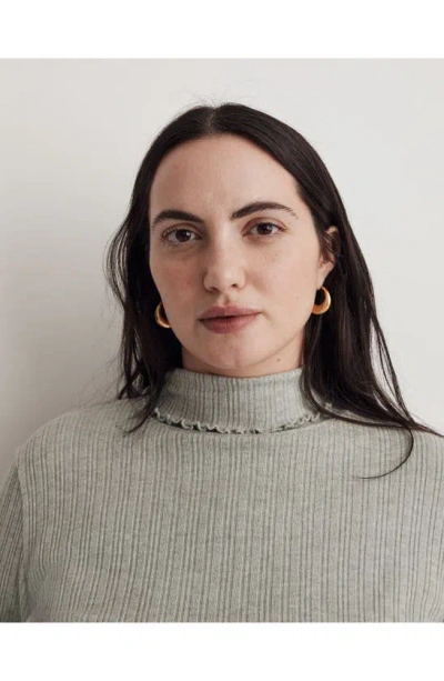 Madewell Ribbed Long Sleeve Turtleneck Crop Top In Frosted Sage