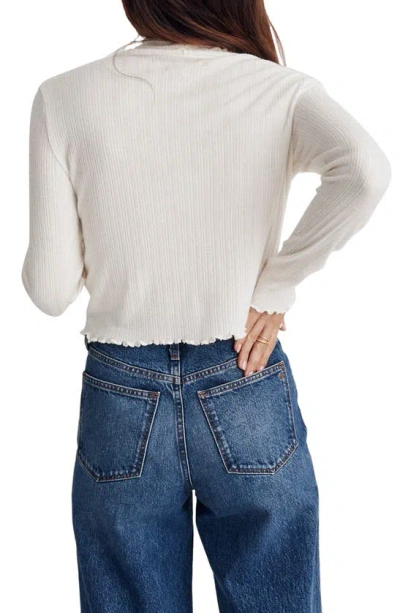 Madewell Ribbed Long Sleeve Turtleneck Crop Top In Antique Cream