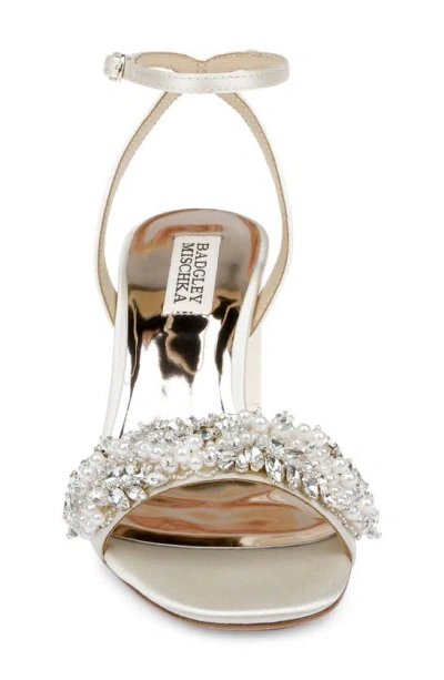 Shop Badgley Mischka Clara Embellished Sandal In Ivory