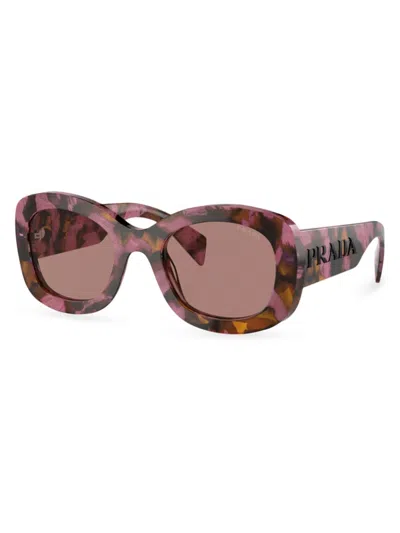 Shop Prada Women's A13sf 55mm Oval Sunglasses In Rose Havana Taupe