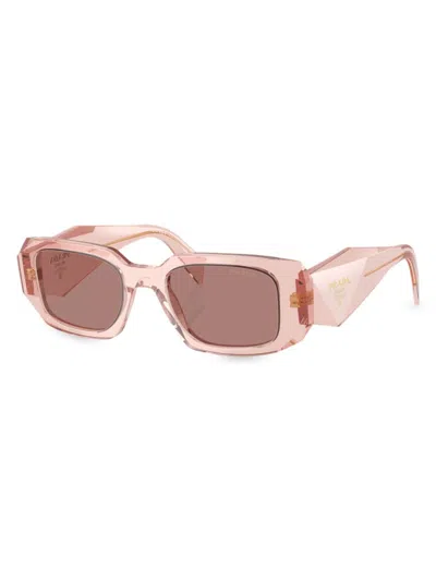 Shop Prada Women's 49mm Rectangle Sunglasses In Translucent Peach Taupe