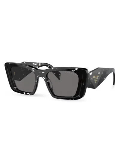 Shop Prada Women's 51mm Butterfly Sunglasses In Black White Dark Grey