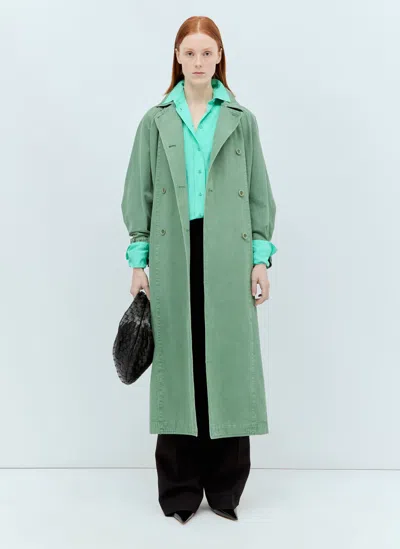 Shop Max Mara Canvas Oversized Trench Coat In Green