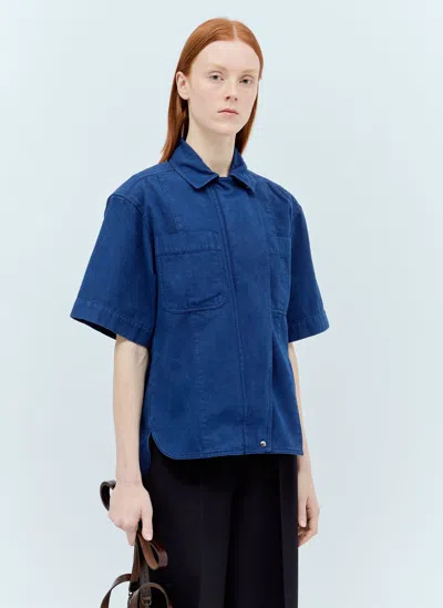 Shop Max Mara Canvas Short-sleeve Shirt In Blue