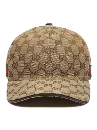 Shop Gucci Baseball Cap With Web In Brown