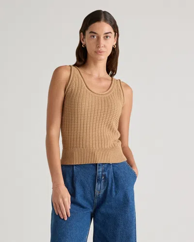 Quince Women's Waffle Cropped Sweater Tank Top In Camel