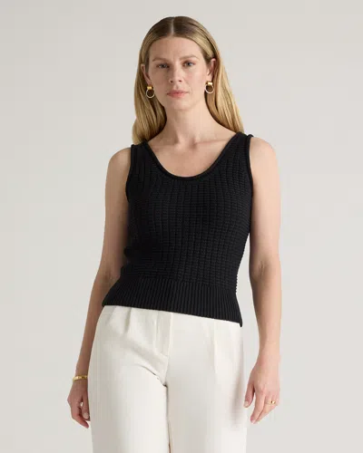 Quince Women's Waffle Cropped Sweater Tank Top In Black