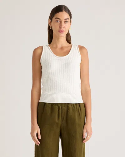 Quince Women's Waffle Cropped Sweater Tank Top In Ivory