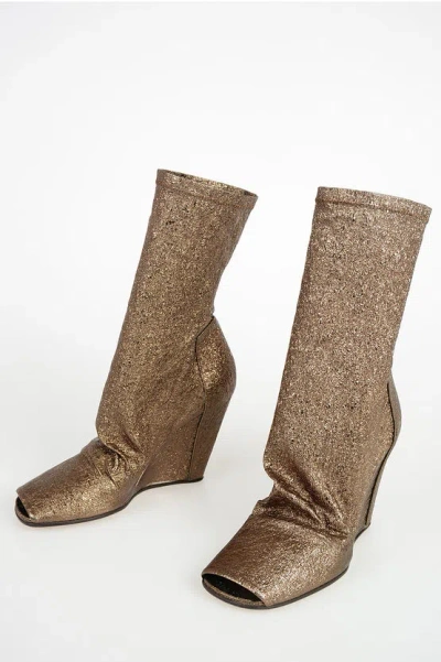 Shop Rick Owens 10cm Glittered Sock Wedge Ankle Boots