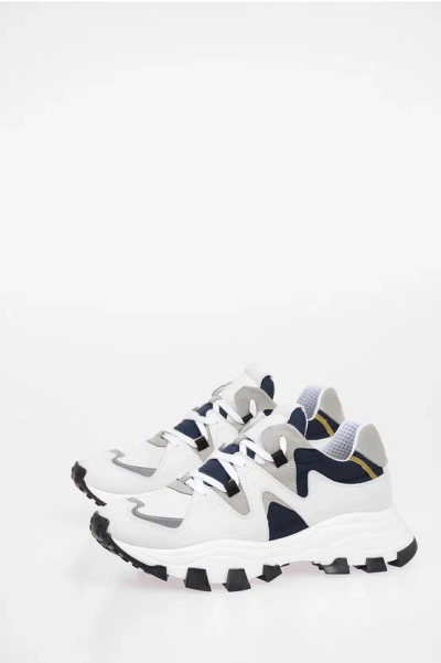 Shop Cinzia Araia Leather And Fabric Sneakers