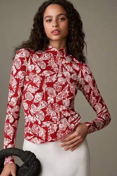 Shop Scotch & Soda Long-sleeve Printed Top In Red