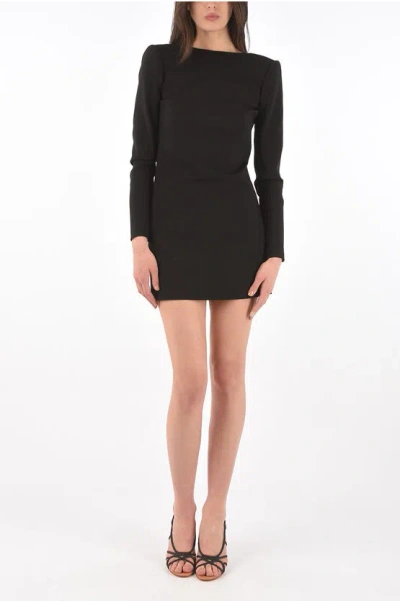 Shop Saint Laurent Cut-out Details Sheath Dress With Zipped Cuffs