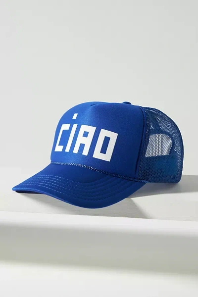 Shop Clare V Ciao Trucker Hat In Blue