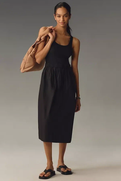 Shop Nation Ltd Sadelle Clean Combo Midi Dress In Black