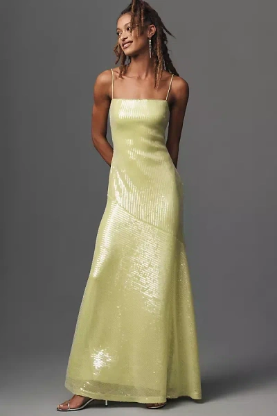 Shop ml Monique Lhuillier Neomi Sequin Maxi Dress In Green