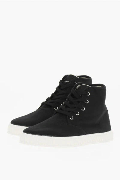 Shop Maison Margiela Mm22 Solid Color Cotton High-top Sneakers