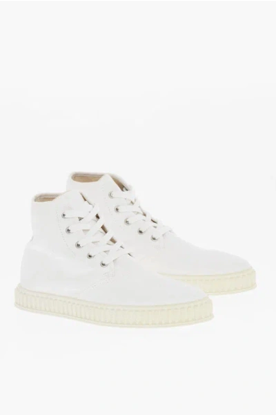 Shop Maison Margiela Mm22 Solid Color Cotton High-top Sneakers