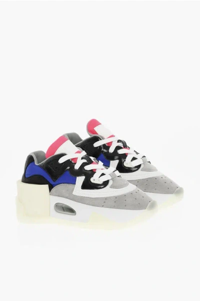Shop Maison Margiela Mm6 Suede And Fabric Sneakers With Chunky Sole