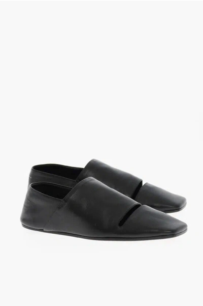 Shop Maison Margiela Mm6 Leather Loafers With Cut-out Detail