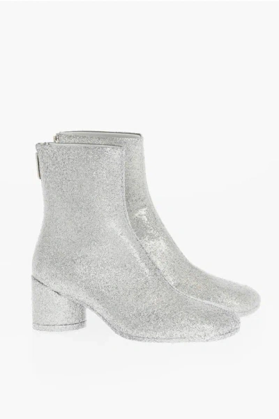 Shop Maison Margiela Mm6 Square-toe Glitter Booties 6cm