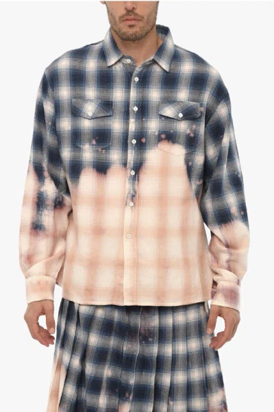 Shop 1989 Studio Acid Wash Effect Plaid Check Shirt With Spread Collar