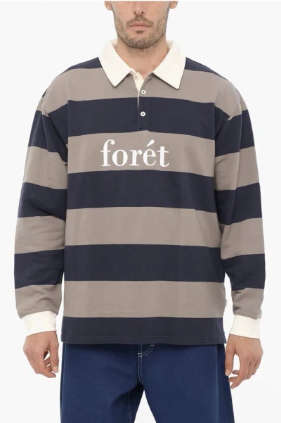 Shop Forét 3-buttons Two-tone Polo Shirt With Logo