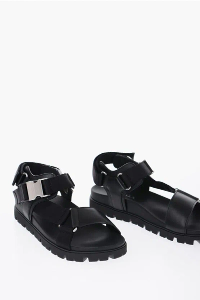 Shop Prada Leather Sandals With Buckle
