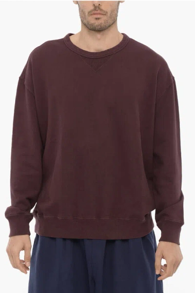 Shop Ten C Solid Color Brushed Cotton Crew-neck Sweatshirt