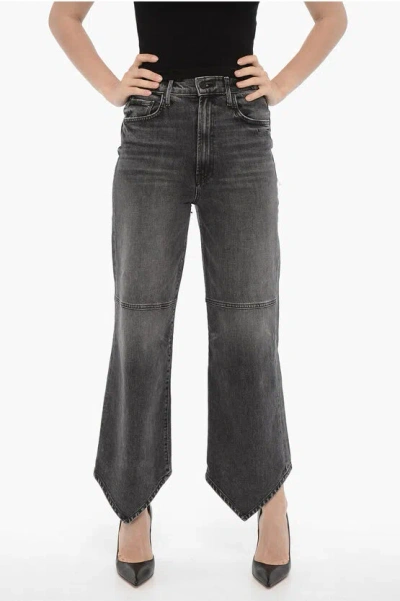 Mother Dark Wash The Dagger Flood Jeans With Asymmetrical Ankle 25c