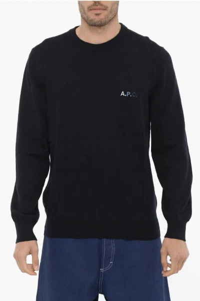 Shop Apc Lightweight Cotton Sylvain Crew-neck Sweater With Embroidere