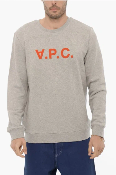Shop Apc Brushed Cotton Crew-neck Sweatshirt With Contrasting Logo