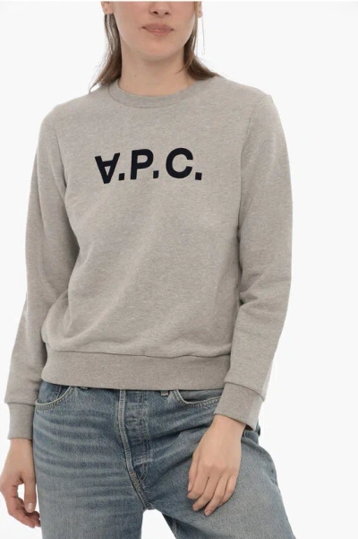 Shop Apc Solid Color Viva Crew-neck Sweatshirt With Contrasting Logo