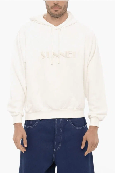 Shop Sunnei Cotton Hoodie With Maxi Logo