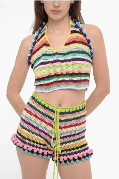 Shop Matimì Cropped Crochet Halterneck Top