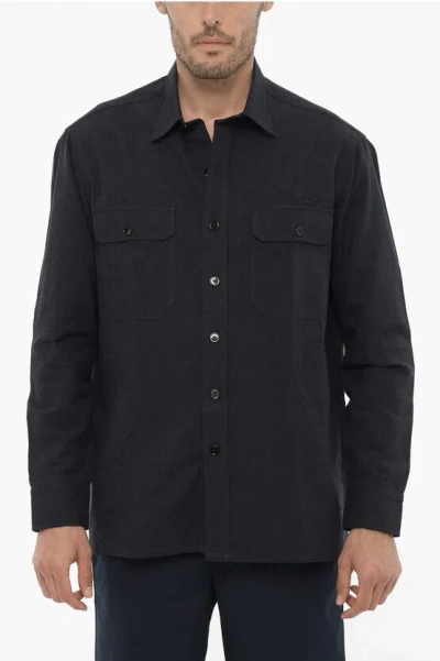 Shop Salvatore Piccolo Micro Checked Nico Shirt With Double Breast Pocket