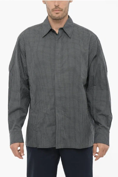 Shop Ader Error Hidden Buttoning Checked Shirt