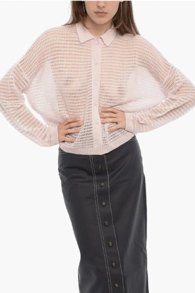 Shop 360 Sweater Openwork Cashmere Viviana Sweater With Polo Neck